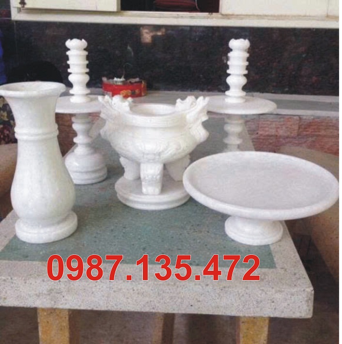 Bộ bát hương đá trắng