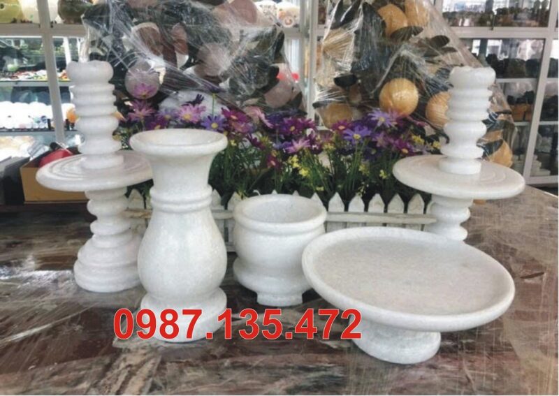 Bộ bát hương đá trắng
