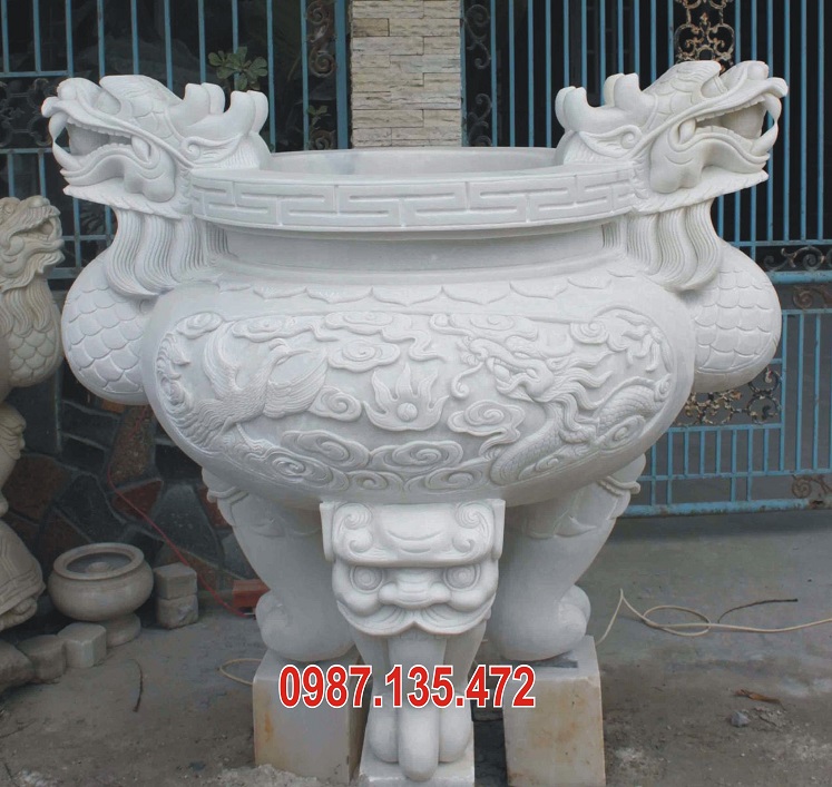 Bán lư hương đá trắng