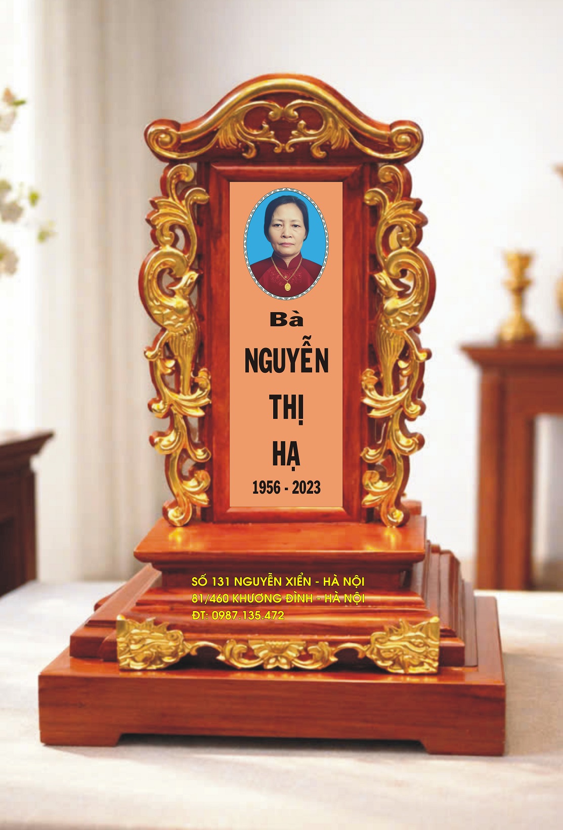 Bài vị bằng gỗ hương cao cấp