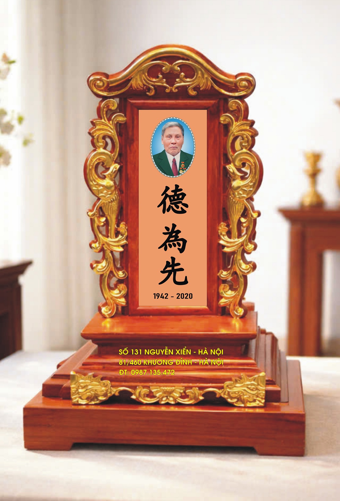 Bài vị bằng gỗ hương cao cấp