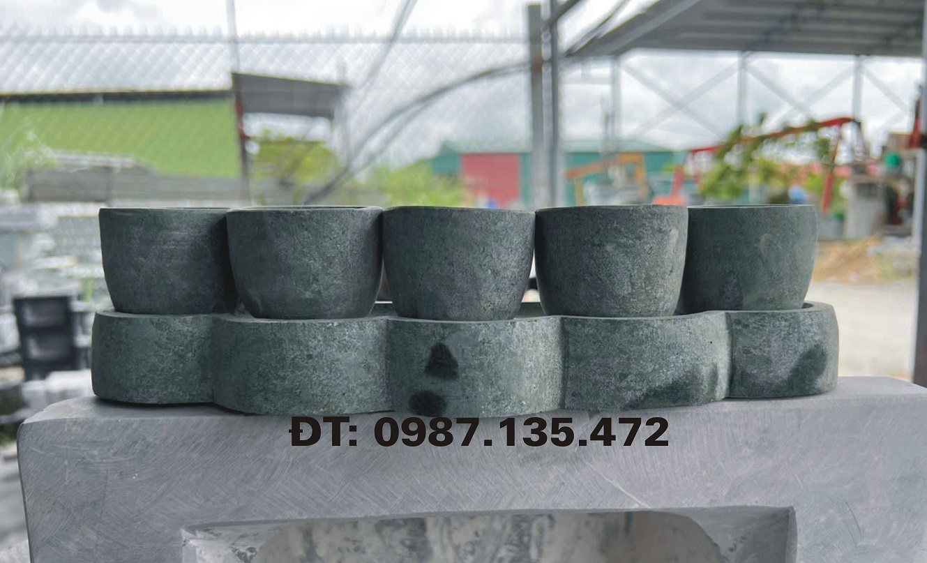 Bộ kỷ đá xanh rêu để mộc